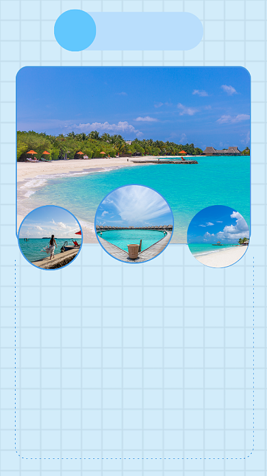 蓝色简约马尔代夫旅游文章配图背景