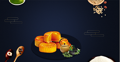 简约大气中秋月饼电商促销海报背景