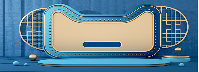 蓝色中国风天猫猫头创意电商场景海报背景