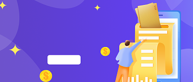 紫色卡通手绘理财新手公众号首图背景