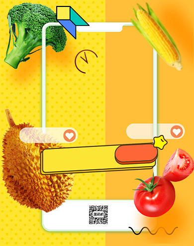 蔬菜水果卡通99聚划算直播现场活动背景