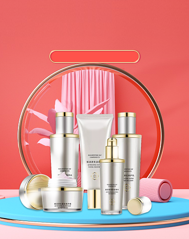 双十二返场C4D绿色立体美妆活动海报背景