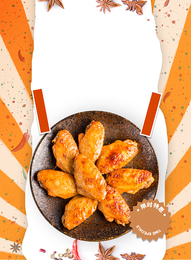 夏日必点夜宵小吃香辣烤鸡翅海报背景