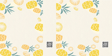 夏日手绘风菠萝水果手提纸袋包装背景