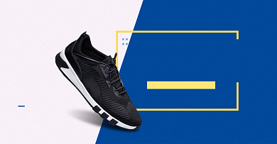 拼色盛夏夏季新品休闲男鞋特惠海报背景