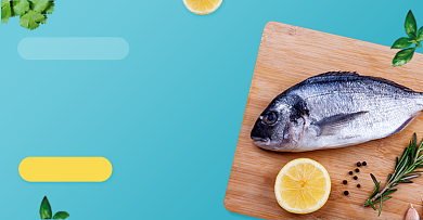 蓝色清新生鲜海鲜带鱼促销海报背景