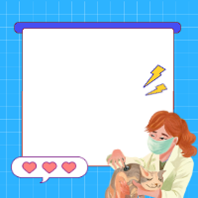 猫咪毛发打理蓝色插画公众号次图背景