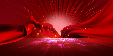 晚会红色大气喜庆丝绸企业年会展板背景