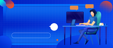 蓝色卡通互联网编程课程公众号首图背景