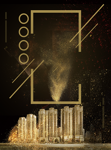 黑金楼盘开盘大气商务房地产宣传单背景