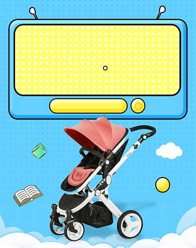 蓝色新势力周秋上新婴儿手推车海报背景