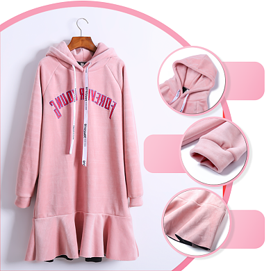 服饰百搭卫衣裙冬季女装冬装细节展示主图背景