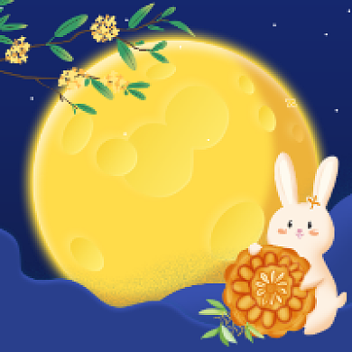 中秋团圆可爱插画公众号次图背景