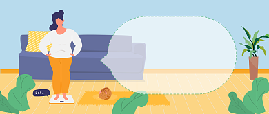 插画减肥人在吃秤在看公众号首图背景