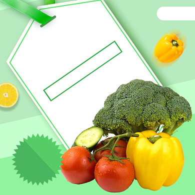 新鲜果蔬西红柿西蓝花橙子促销电商主图背景