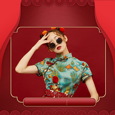 国庆中秋直播预告女装中国风主图直通车背景