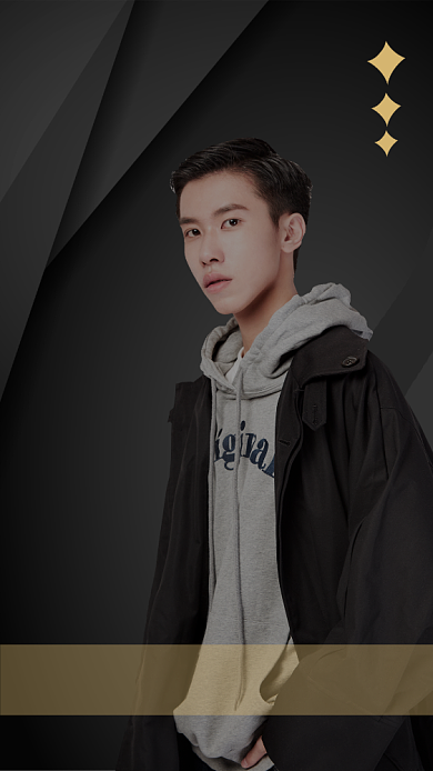 明星应援帅气男神黑色炫酷手机海报背景