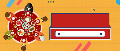 黄色网格红色年夜饭公众号首图背景