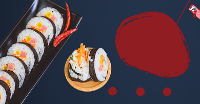 日本寿司美食美味促销海报日系撞色背景