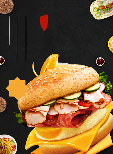 简约美式风味牛肉芝士汉堡宣传海报背景