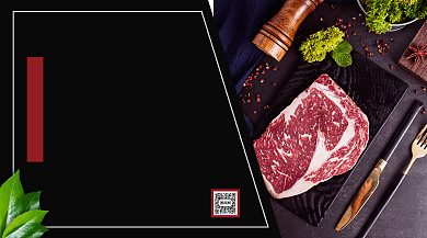 雪花牛排上新手机横版海报背景