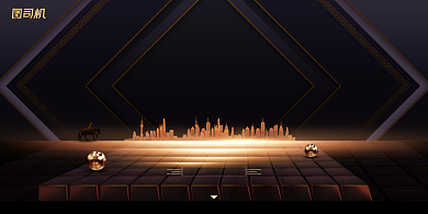 年会黑金色建筑公司年度盛典展板背景