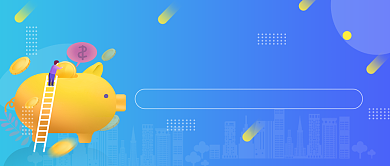 蓝色卡通手绘基金定投公众号首图背景