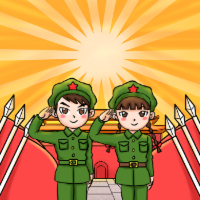 八一致敬军人卡通插画公众号次图背景