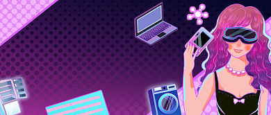 家电直播霓虹电音风公众号首图背景