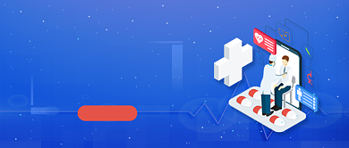 蓝色卡通手绘预约挂号公众号首图背景