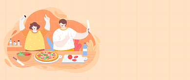 插画美食下厨教程公众号首图背景