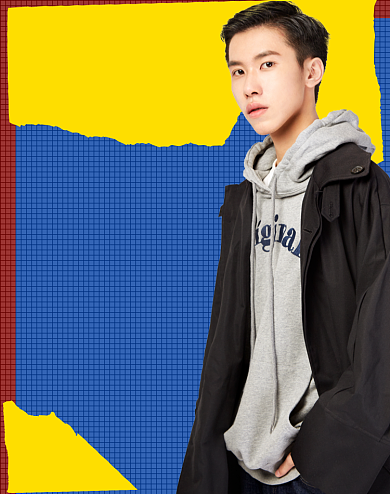 双十二男装棉服时尚撞色促销海报上新背景