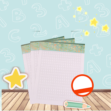 清新小学生文具田字格写字本主图背景