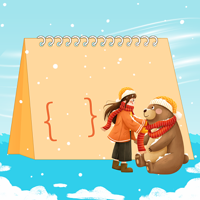 大雪到了围巾帽子手套手绘卡通主图背景