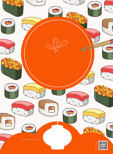 寿司插画日本美食餐饮私房菜印刷海报背景