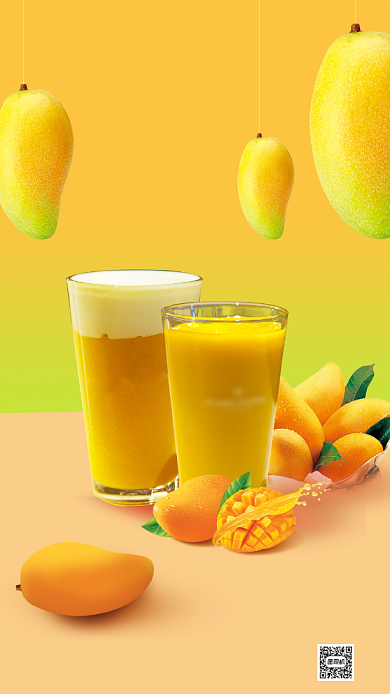 清新芒果促销宣传手机海报背景