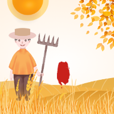 秋分节气清新插画公众号次图背景