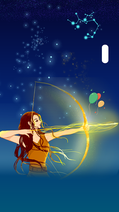 射手座生日快乐星空插画文章配图背景