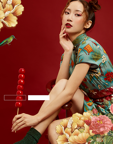 红色双11旗袍国风国潮女装秋上新海报背景