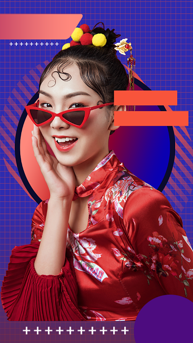 明星爱豆应援国潮风手机海报背景