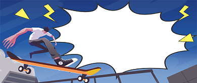 轮滑体验课手绘卡通公众号首图背景