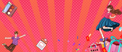 化妆品爆款推荐卡通手绘公众号首图背景