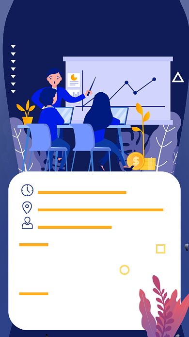 企业入职培训清新插画手机海报背景