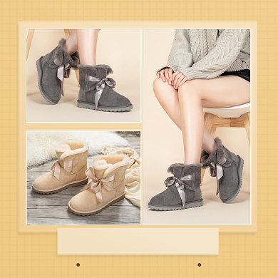 百搭短筒平底雪地靴时尚简约展示主图背景