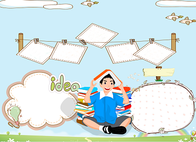 蓝色卡通儿童英语电子小报手抄报背景