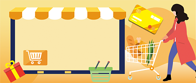 超市促销攻略手绘卡通公众号首图背景