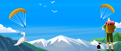 旅行中国手绘卡通公众号首图背景