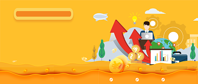 金融投资理财箭头黄色微信首图背景