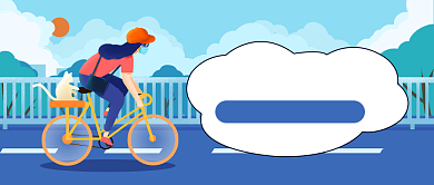 户外骑行女孩插画公众号首图背景