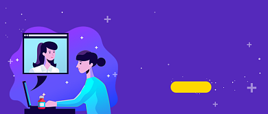 紫色卡通手绘在线问诊公众号首图背景